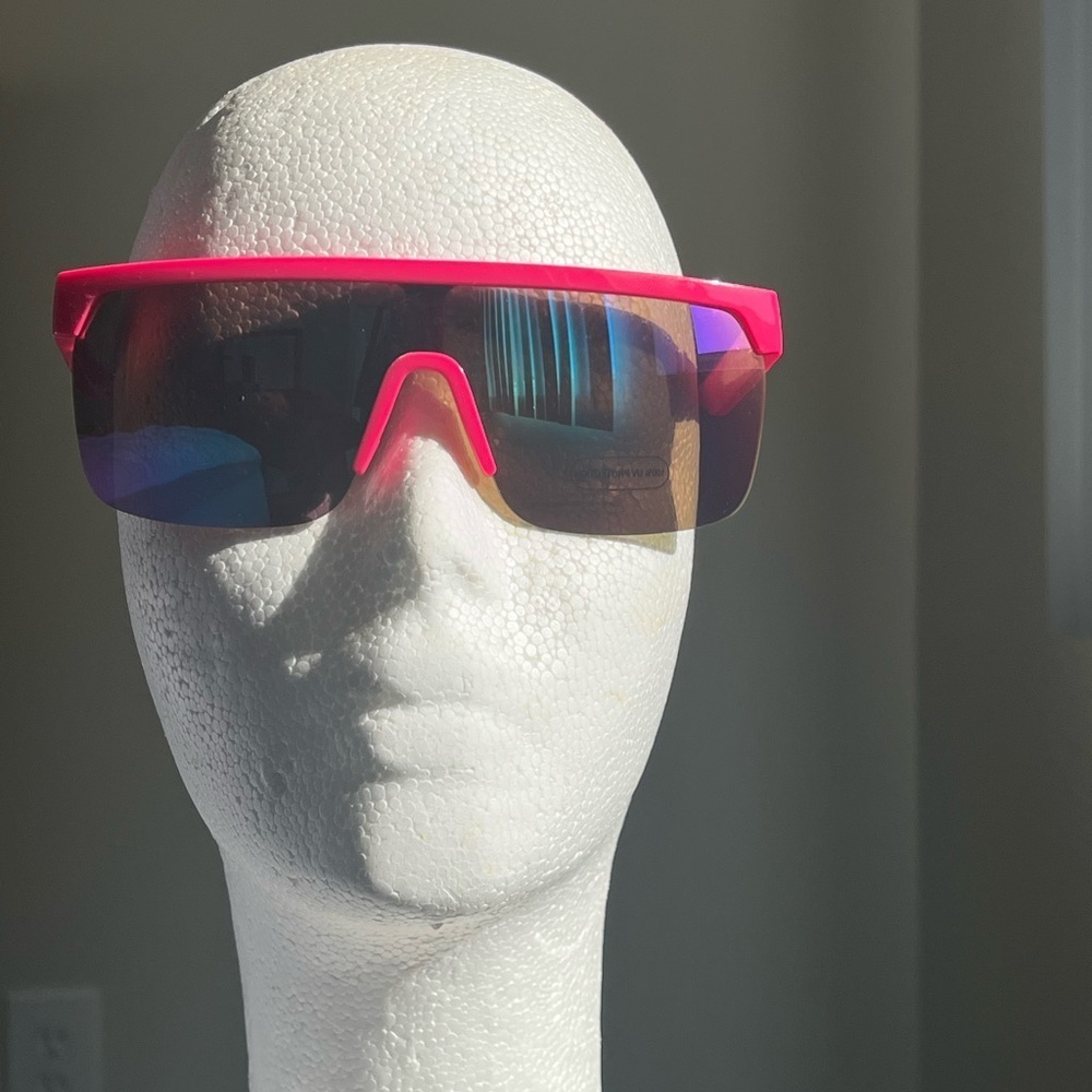 Women’s Racer Crystal Shield Sunglasses. Color: Hot Pink. NWOT. Great Condition. - Picture 2 of 4